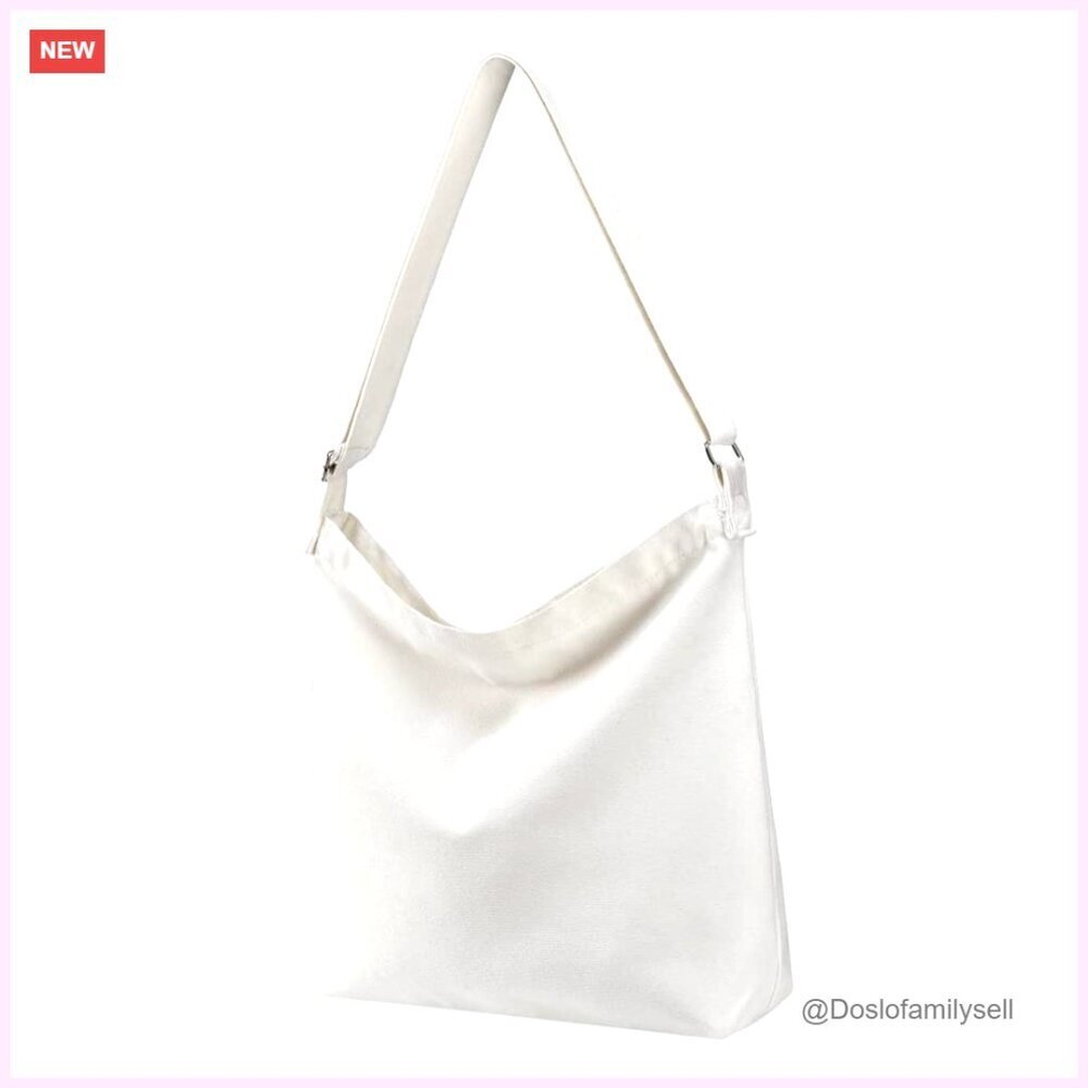 Large Canvas Crossbody Tote Handbag for Customization - Blank Design